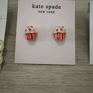 Kate Spade Pink and Red Cupcake Earrings for Kids